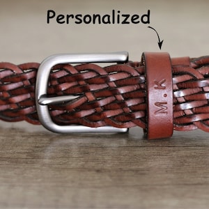 Personalized braid belt for womens, unique elegant braided belt handcrafted leather high quality unisex belt skinny jean narrow leather belt