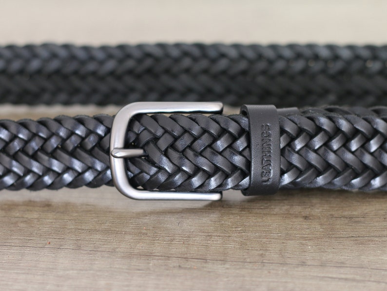 Braid Leather Belt Handcrafted Full Grain Black Braided Belts | Etsy