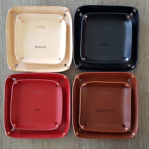 Leather valet tray decorative catch all Bowl office desk organiser unique for coin and keys creative stylish leather Housewarming gifts