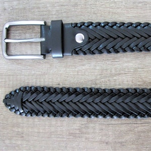 Customizable Leather Belt Braided Belt Special Hand Braid Black Belt ...