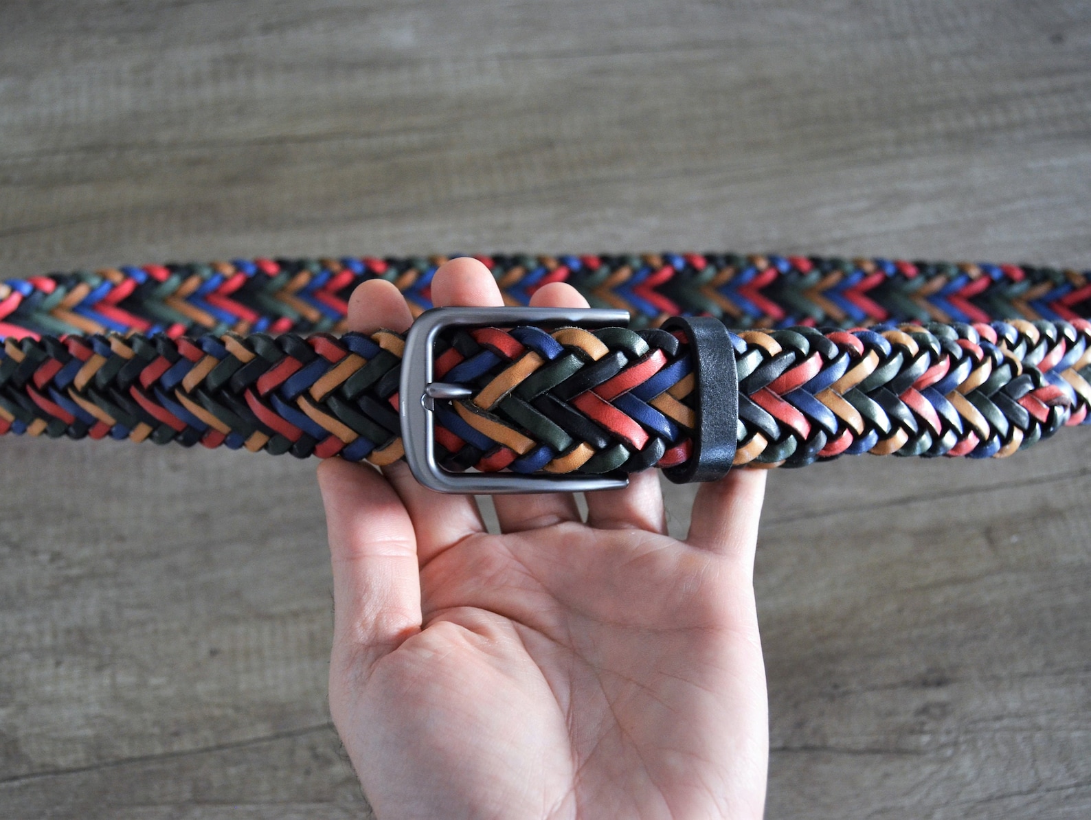 Colorful Braided Belt Real Leather Hand Braid Multicolor Belt Unisex ...