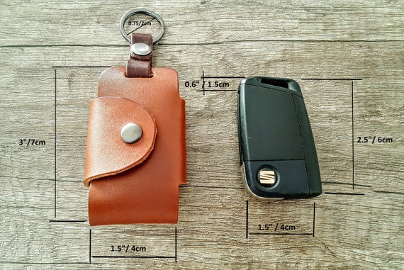 Étui à clé de voiture en cuir véritable, étui à clé de voiture à distance  Pochette en cuir véritable pour hommes Étui à clé de voiture à fermeture à  glissière (marron)