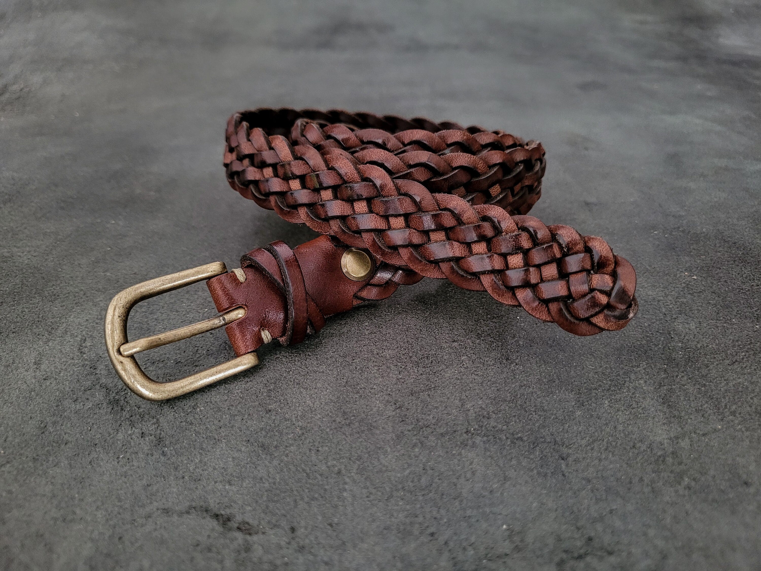 Vanzetti Gevlochten riem - cognac