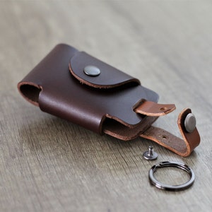 Personalized car keyholder remote leather keyfob, custom gift for men's Key cover geniune leather keychain remote key purses keycase for car zdjęcie 6