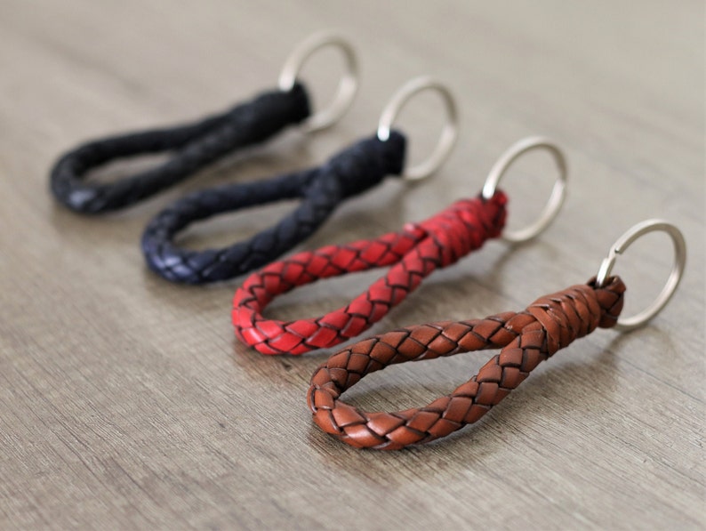 Braided Keychain Leather Luxury Gift for Men's Braid Etsy