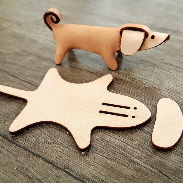 Adornos de cuero Gato perro Hágalo usted mismo Adornos para árbol de Navidad, llavero de cuero con forma lindos animales regalos decorativos personalizados lindos juguetes