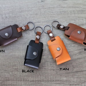 Personalized car keyholder remote leather keyfob, custom gift for men's Key cover geniune leather keychain remote key purses keycase for car zdjęcie 2