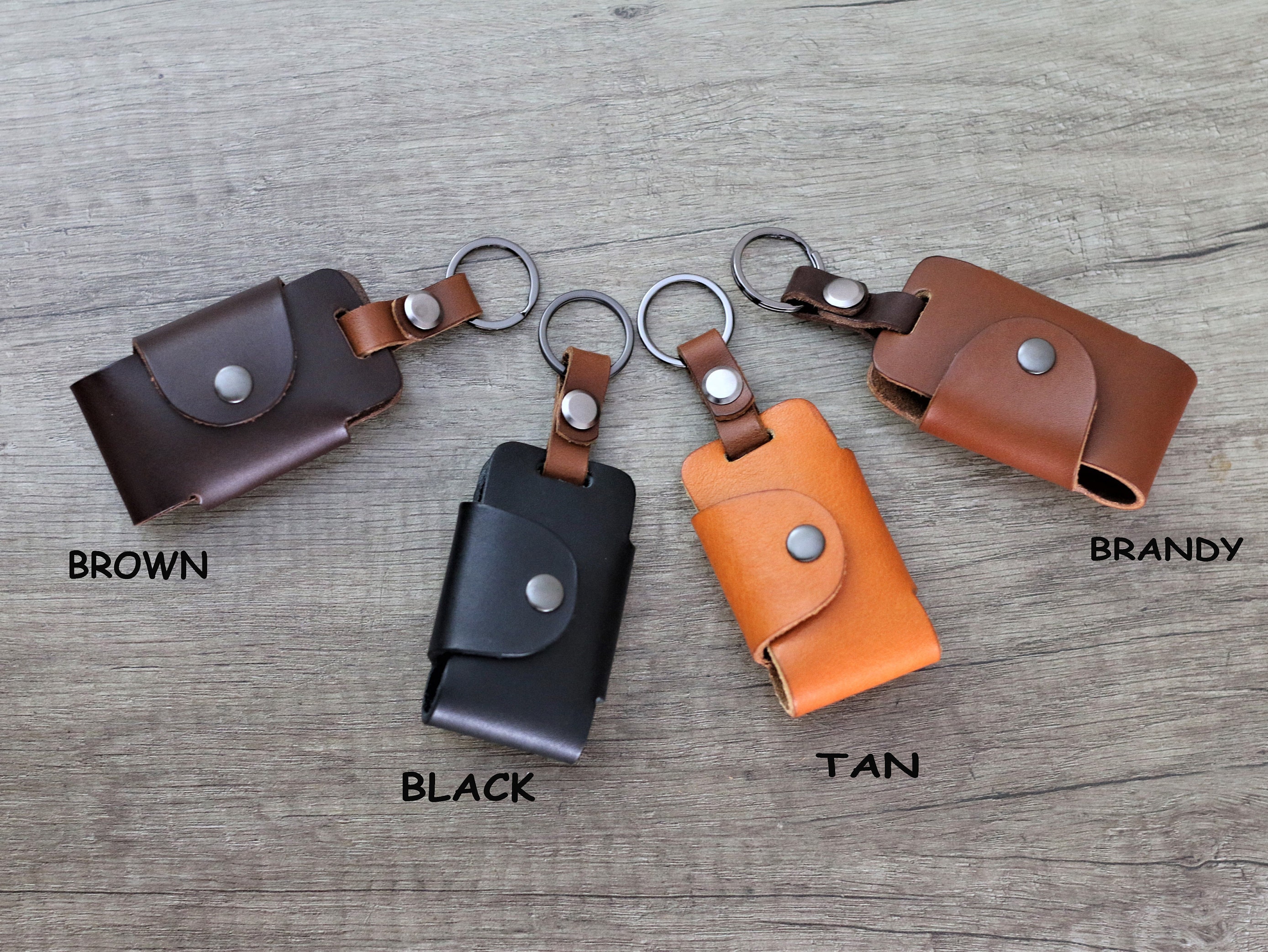 Buffway Auto-Schlüsselanhänger-Tasche, echtes Leder, Auto-Smart