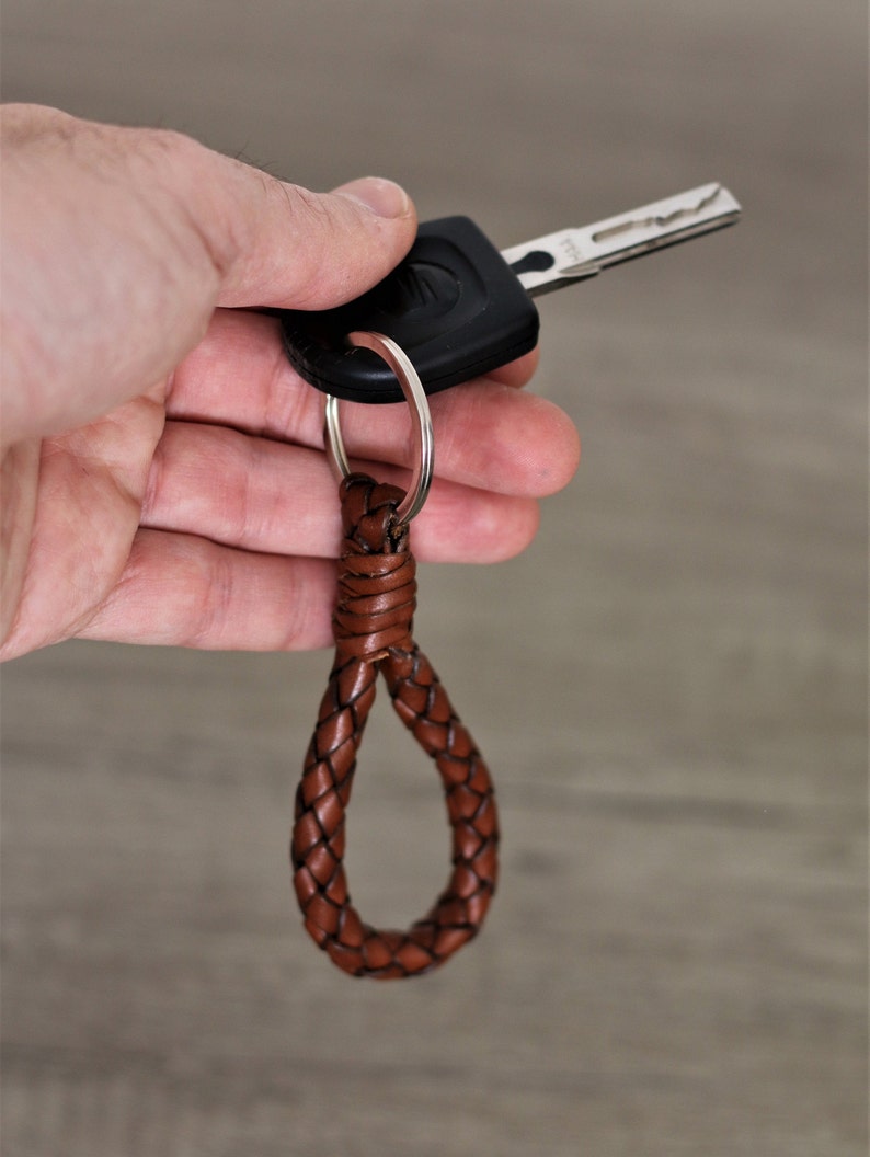 Braided Keychain Leather Luxury Gift for Men's Braid Etsy
