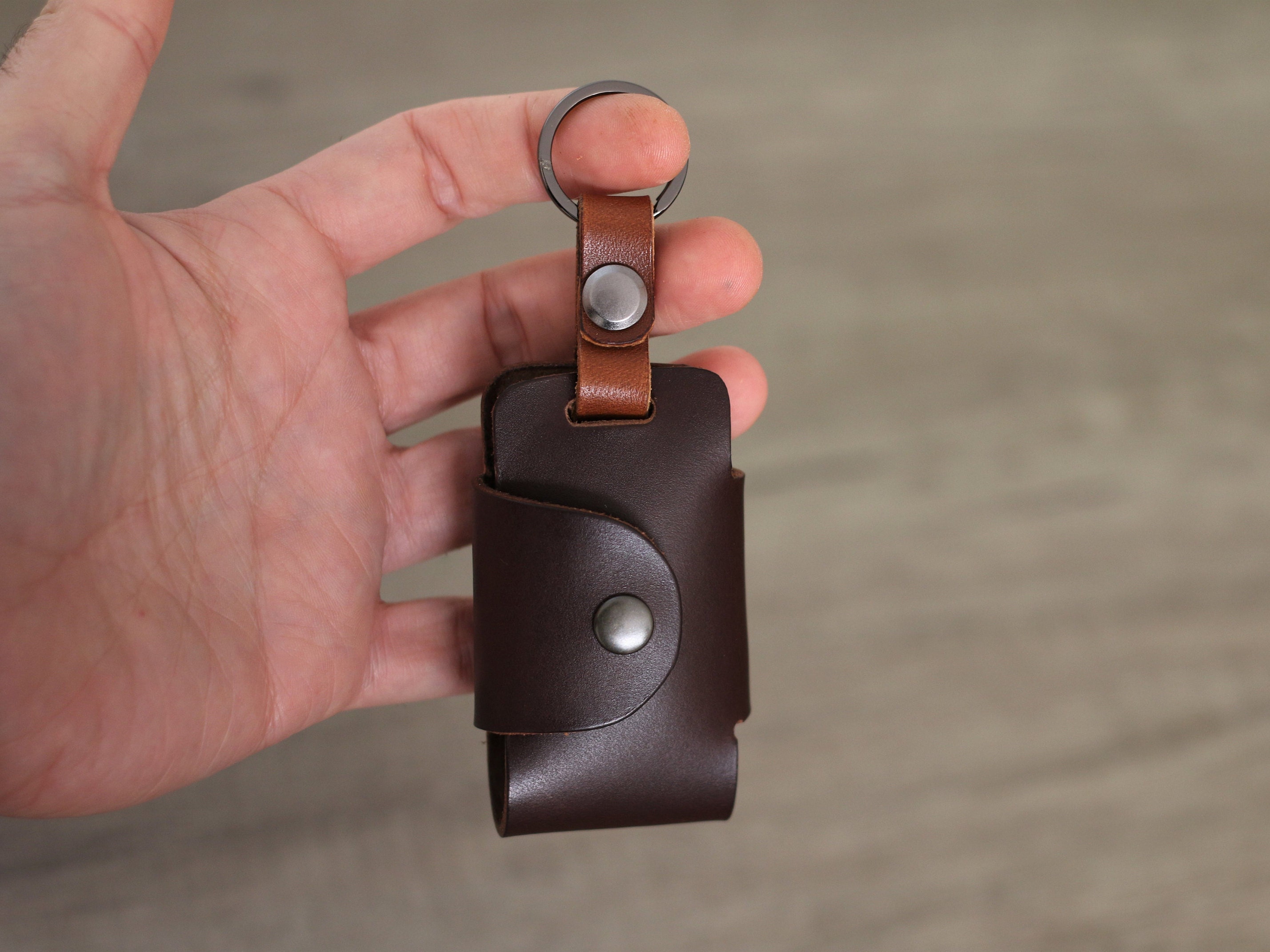 Personalized Leather Key Holder Pouch, Full Grain Leather