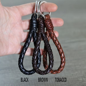 Rope Braid Leather Keychain for Father&#39;s gift New Car Gift Key fob useful Hand Braided round keychain Premium leather valentine&#39;s day gifts