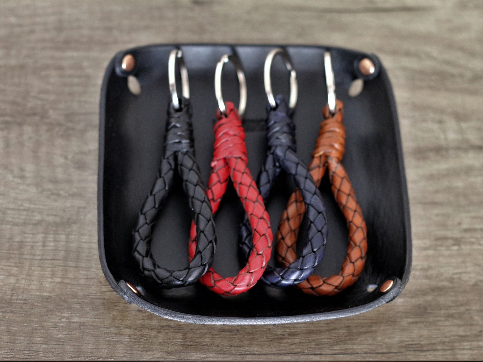 Braided keychain leather luxury gift for men's braid Etsy