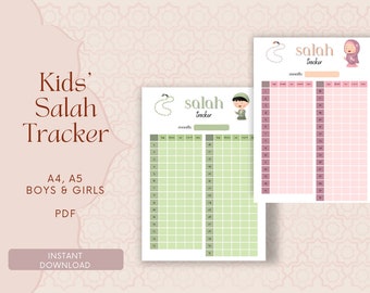 Kids Salah Tracker Bundle, Muslim Prayer Tracker Printable
