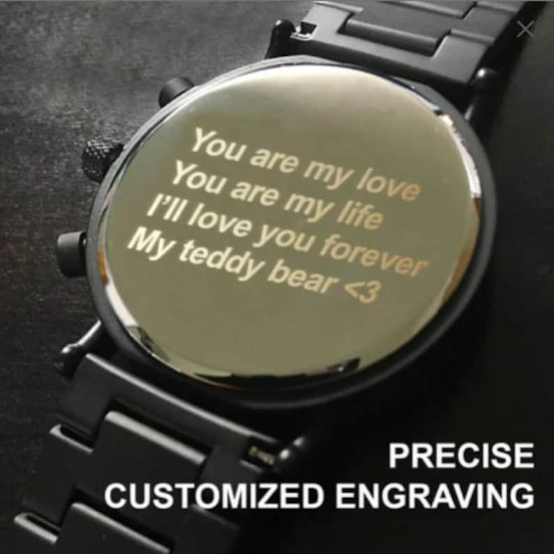 Anniversary Gift for Him,Wood Watch,Personalized Watch,Engraved Watch,Wooden Watch,Groomsmen Watch,Mens Watch,Boyfriend Gift,Gift for Dad zdjęcie 2