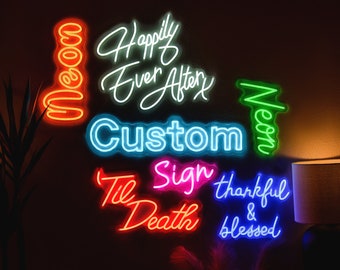 Benutzerdefinierte LED Neon Schild, personalisierte Text Namen Schilder für Schlafzimmer Wohnzimmer Gästezimmer Mancave Home Decor, individuelles Geschenk