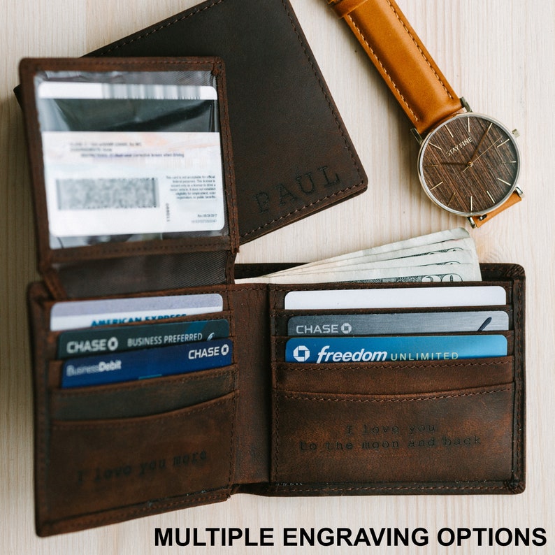Engraved WalletPersonalized WalletMens Wallet Leather image 3