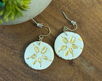 Sand Dollar with Gold Accents Earrings