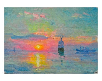 Original Oil Painting Landscape, Vintage Painting Original, Seascape Painting, Ukrainian Painting, One of a kind