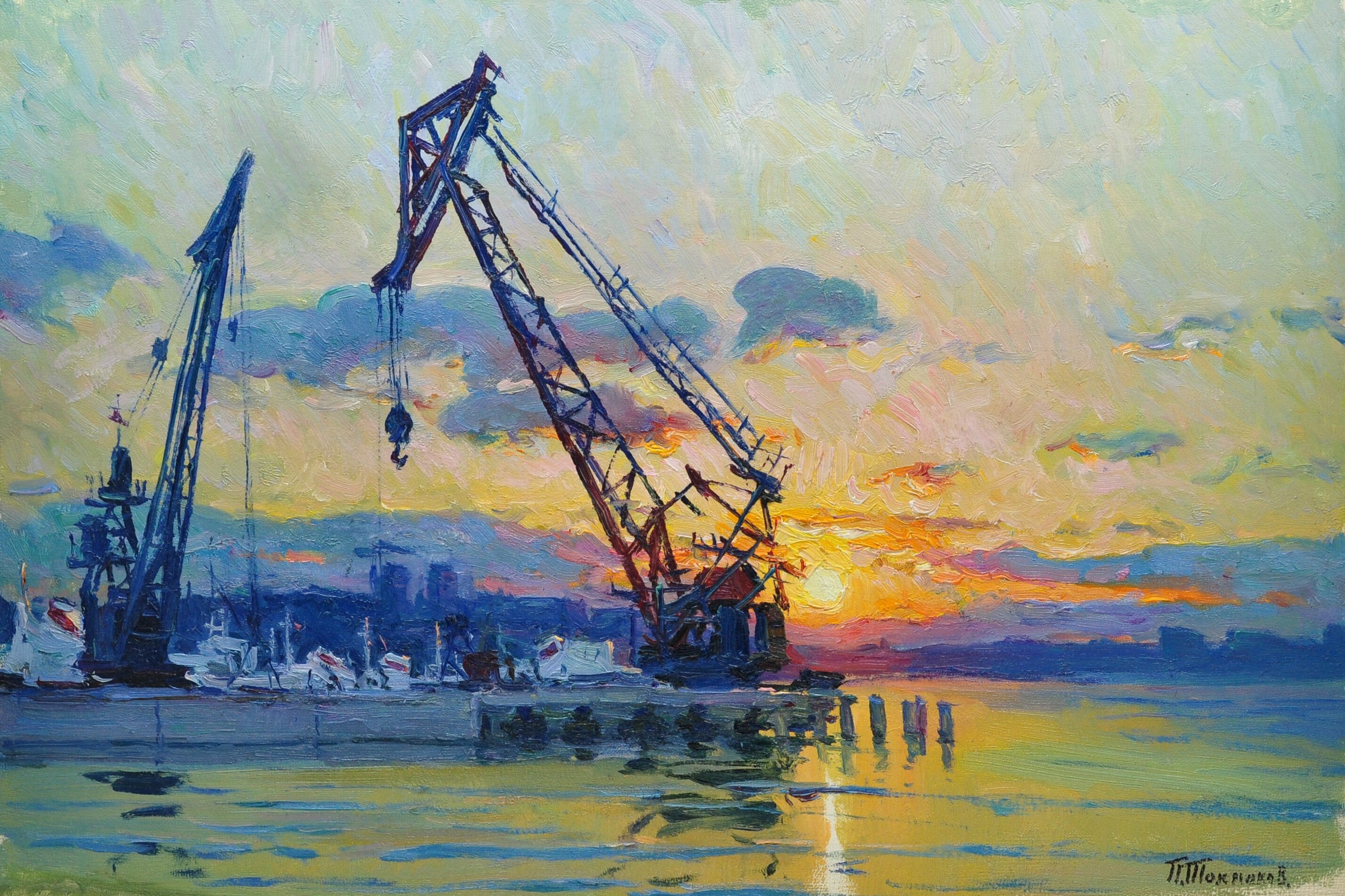 Industrial oil painting industrial art Ukraine painting Etsy