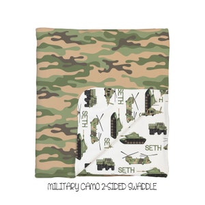 Personalized Baby Swaddle Double-Sided Military Camo Design Soft & Cozy Newborn Blanket Custom Baby Gift