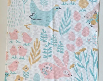 Toalla de cocina Spring Chicks: adorable toalla de algodón con forma de pollito, perfecta para decorar Pascua y primavera.