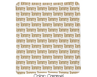 Manta de bebé personalizada Harvest (pequeña, invertida), con nombre personalizado, acogedora manta de forro polar, regalo personalizado para cumpleaños o festividades.