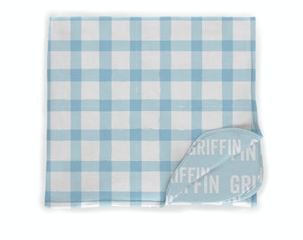 Manta de bebé personalizada de doble cara con diseño de cuadros azules, suave y acogedora, regalo personalizado para recién nacidos.