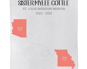 Manta polar misionera personalizada: corazón en dos lugares