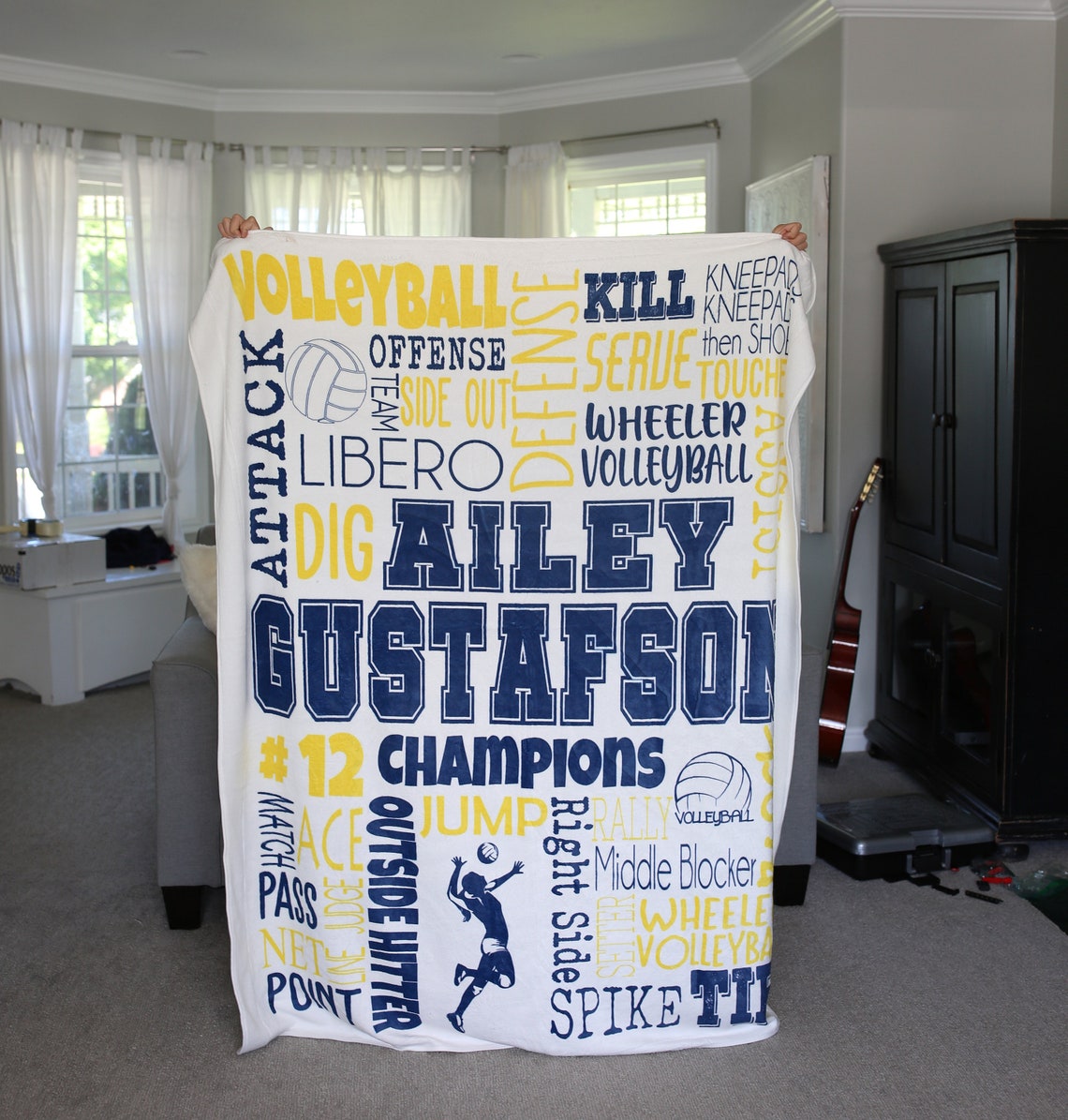 Personalized Volleyball Blanket Customized Etsy