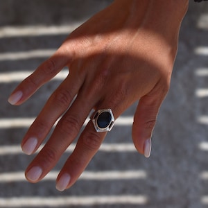 Onyx Ring Oval/ Onyx Oval Rings/ Silver Onyx Ring/ Onyx Rings for Women/ Onyx Silver Rings/ Women Onyx Silver Ring/ Onyx Silver Ring/ Onyx