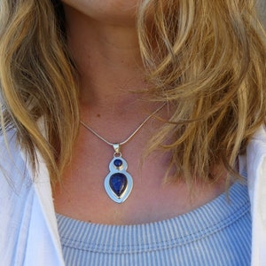 Lapis Lazuli Silver Pendant/ Lapis Lazuli Pendant/ Lapis Lazuli Silver Necklace/ Women Lapis Lazuli Necklace/ Necklace with Lapis Lazuli
