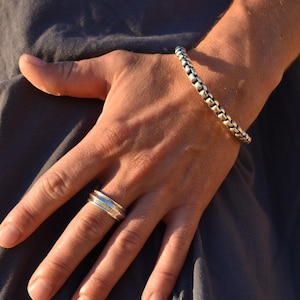 Pulseras de cadena de caja de plata / Pulsera de cadena de caja para hombres / Pulsera de cadena de caja de plata / Pulsera de hombre de plata / Pulsera de cadena de caja de 5 mm / Pulseras para hombre