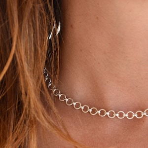 Loop Silver Chain/ Loop Silver Chocker/ Silver Loop Necklace/ Chain Ring Chocker/ Circle Chain Necklace/ Women Silver Necklace/ Silver Chain