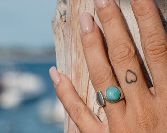 Amazonite Rings/ Amazonite Silver Ring/ Round Amazonite Ring/ Amazonite Ring/ Amazonite Ring Silver/ Amazonite Women Ring/ Ring Amazonite