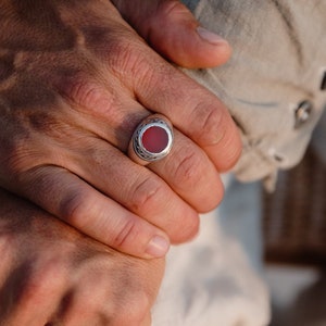 Anillo de sello de ónix rojo/Anillos de ónix rojo/Anillo de plata de ónix rojo/Anillo de hombre de ónix rojo/Anillos de hombre de ónix rojo/Anillo de sello para hombre/Anillo de sello para hombre de plata