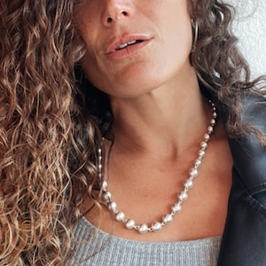Silver Ball Necklace/ Ball Chain Silver Necklace/ Round Beads Chocker/ Chunky Ball Necklace/ Silver Ball Bead Choker/ Layering Ball Necklace