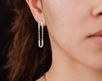925 Silver Dangle Chain Earrings/ Hanging  Earrings/ Link Chains Earrings/ Dangling Earrings