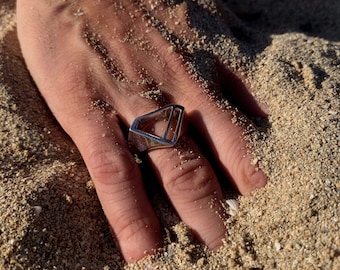 Diamond Shape Ring/ Silver Ring Diamond Shape/ Geometric Ring/ Chunky Sterling Silver Ring/ Rings For Women/  Ring Women/ Silver Ring