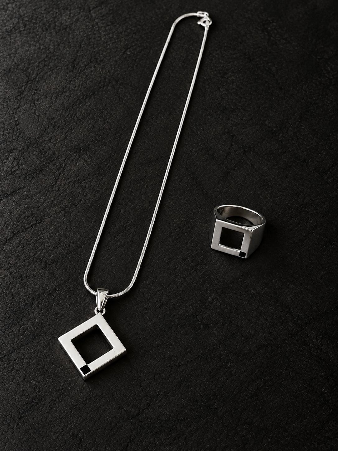 スクエア オニキス シルバーペンダントトップ STERLING スクエアペンダントシルバー/スクエアブラックオニキスペンダント