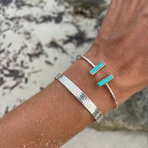 Hammered Bangle Silver/ Silver Hammered Cuff/ Hammered Silver Bracelet/ Silver Rigid Bracelet/ Flat Silver Bangle/ Women 925 Silver Bangles
