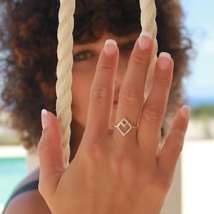 Raute 925 Silber Ring/ Zierliche Raute Ring/ Minimale Raute Ring/ Geometrische Silber Ringe/ Minimal Ringe/ Frauen Silber Ring/ Silber Ringe