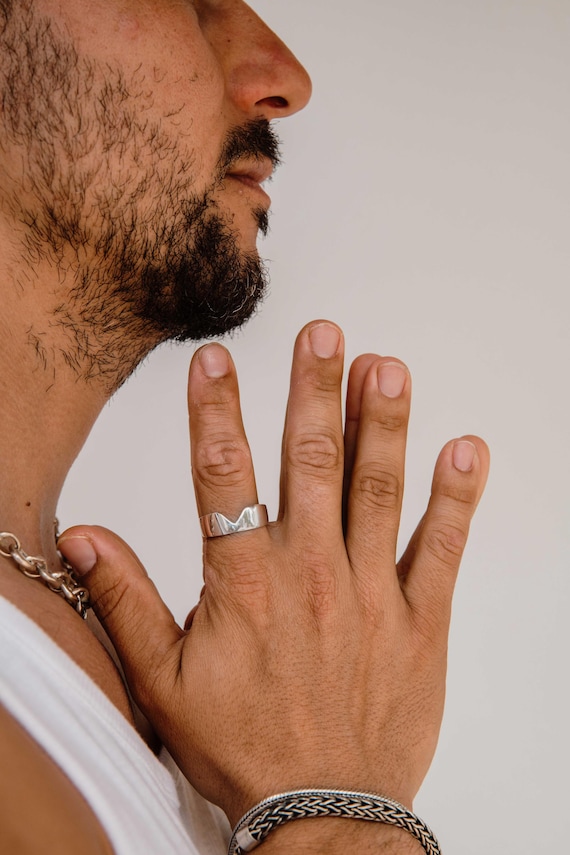 925 Silver Band Ring/ Mens Band Ring/ Triangle Band Ring/ Men Band Ring/ Silver Band Ring Men/ Silver Rings for Men/ Men Band Silver Ring