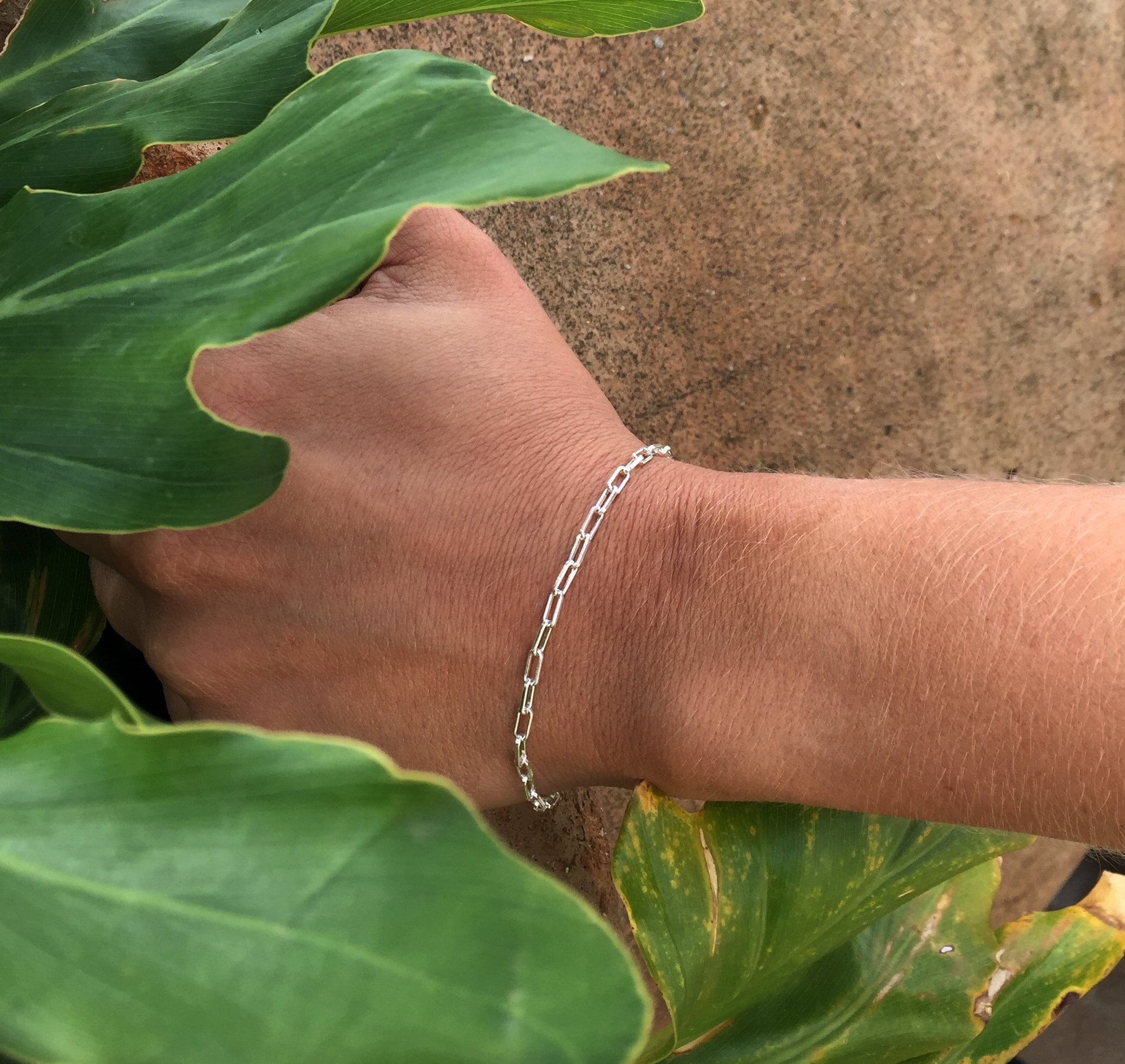 ミニマリストオーバルリンク925スターリングシルバーブレスレット