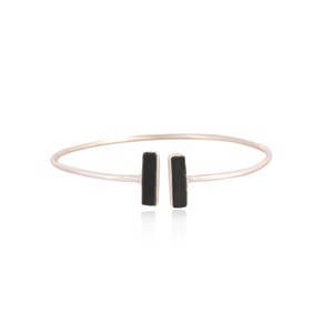 Schwarzer Onyx Armreifen / Onyx Armreif / Silber Onyx Armreif / Silber Onyx Armbänder / Onyx Silber Manschetten / Onyx Manschette / Silber Onyx Manschette / Frauen Armbänder