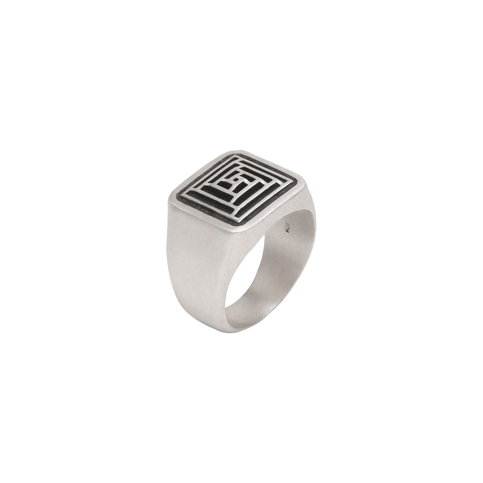 【massnoun】HEIGHT SQUARE 925 SILVER RING Silver 925 Rhodium Square Moissanite Stone Eternity Band