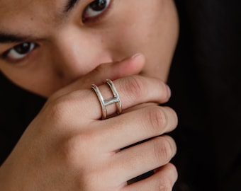 Bague argent 925 anneaux entrelacés