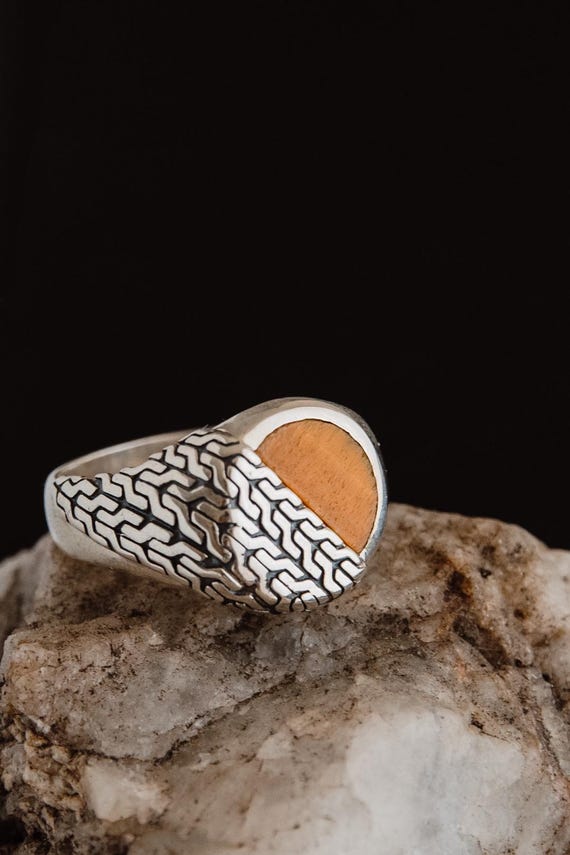 925 Sterling Silver Tiger Eye Signet – Round Stone Ring With