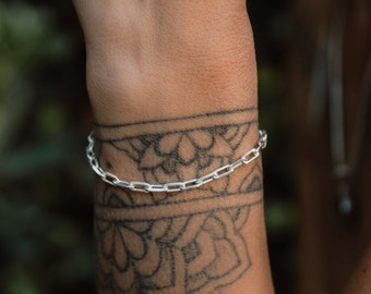 Silver Paperclip Bracelet/ Paperclip Chain Bracelet/ Dainty Paperclip Bracelet/ Paperclip Link Bracelet/ Women Silver Bracelet Paperclip