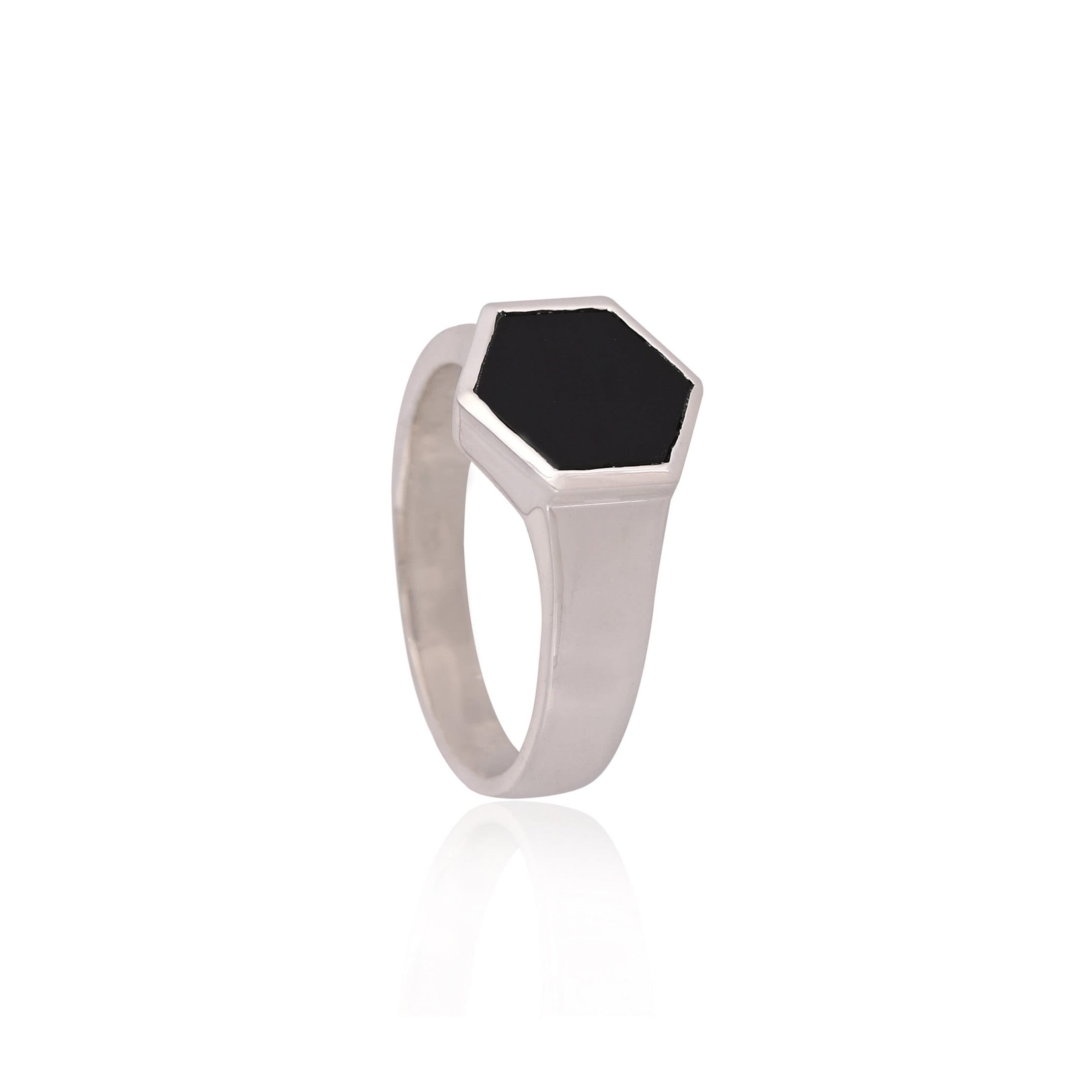 Onyx Hexagon Ring/ Hexagon Ring Men/ Onyx Hexagon Signet/ Onyx