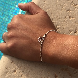 Bracelet géométrique délicat/ Bracelet chaîne en argent 925/ Bijoux minimalistes/ Bracelet chaîne box délicat/ Bracelet simple/ Bracelet rond à breloques